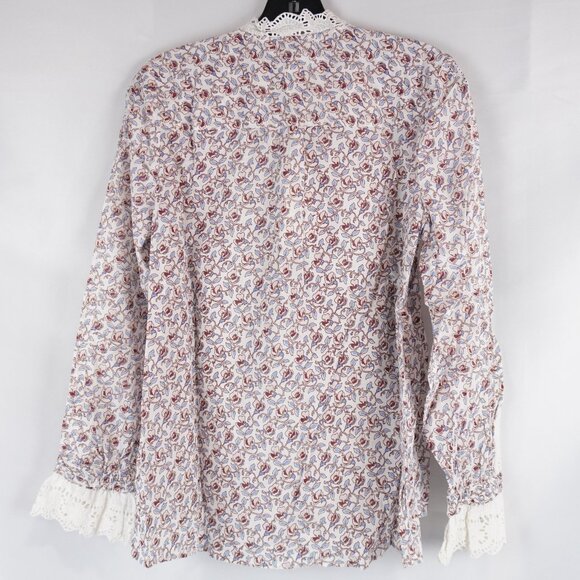 ME+EM Cotton Voile Sweet Pea Print Relaxed Blouse in Cream/Multi - US Size 6 NWT - Picture 2 of 7